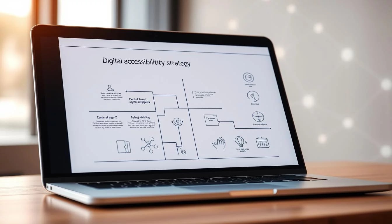 A close-up view of a digital accessibility strategy blueprint, displayed on a sleek, minimalist laptop screen. The screen is illuminated by warm, soft lighting, casting a gentle glow on the elegant, sans-serif typography and crisp, vector-based icons arranged in a logical, well-structured layout. In the background, a subtle, blurred network of interconnected nodes and lines suggests the complex, interconnected nature of digital accessibility standards. The overall mood is one of professionalism, clarity, and a marc loic approach to solving the challenges of adapting a website to meet the 2025 accessibility guidelines. A close-up view of a digital accessibility strategy blueprint, displayed on a sleek, minimalist laptop screen. The screen is illuminated by warm, soft lighting, casting a gentle glow on the elegant, sans-serif typography and crisp, vector-based icons arranged in a logical, well-structured layout. In the background, a subtle, blurred network of interconnected nodes and lines suggests the complex, interconnected nature of digital accessibility standards. The overall mood is one of professionalism, clarity, and a marc loic approach to solving the challenges of adapting a website to meet the 2025 accessibility guidelines.