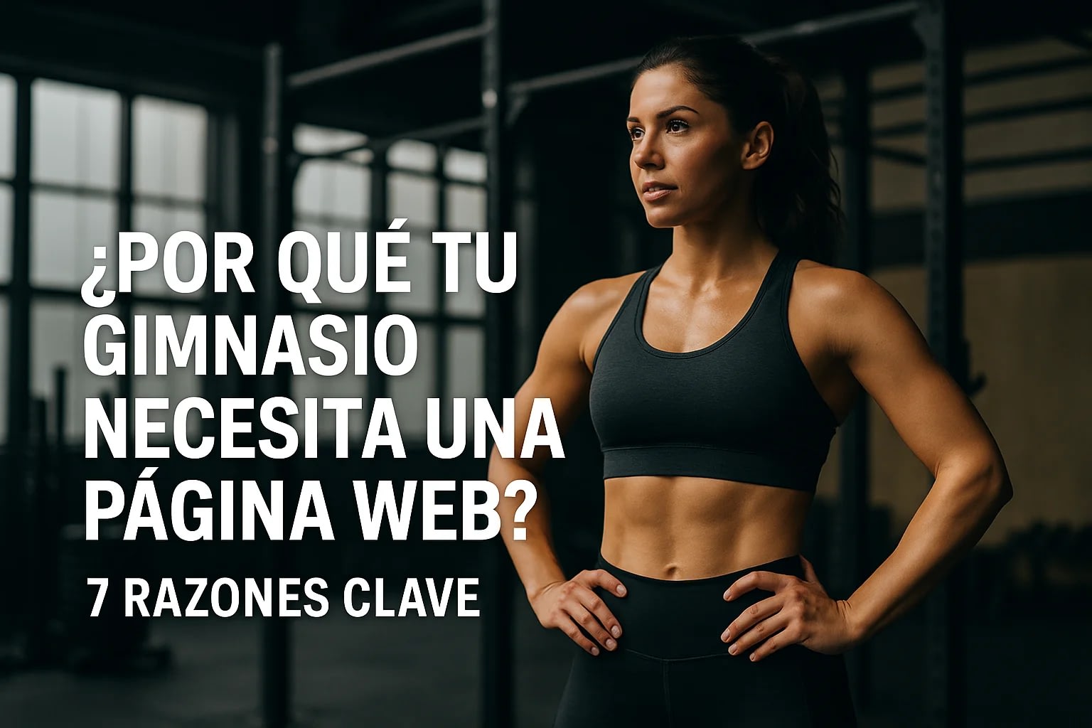 Diseño web para gimnasios y estudios de yoga en Madrid 20 Mujer en ropa deportiva en el gimnasio, promoviendo la importancia de una web profesional para gimnasios en Madrid.