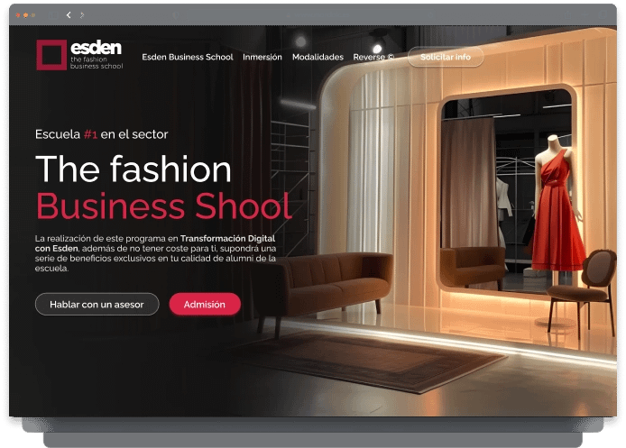 Salón de moda con vestidos en exhibición y muebles elegantes, ideal para discutir diseño web accesible en clínicas de Mad