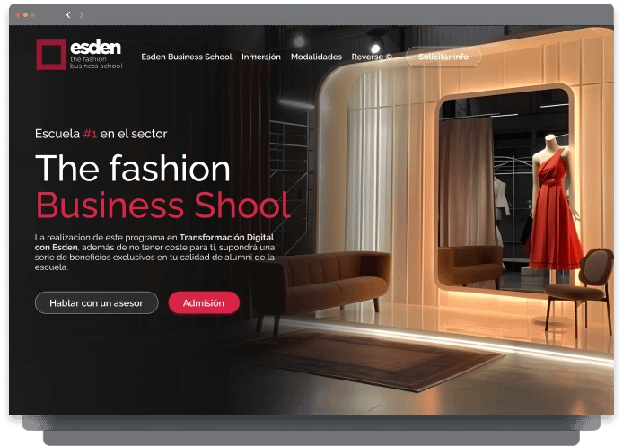 Salón de moda con vestidos en exhibición y muebles elegantes, ideal para discutir diseño web accesible en clínicas de Mad