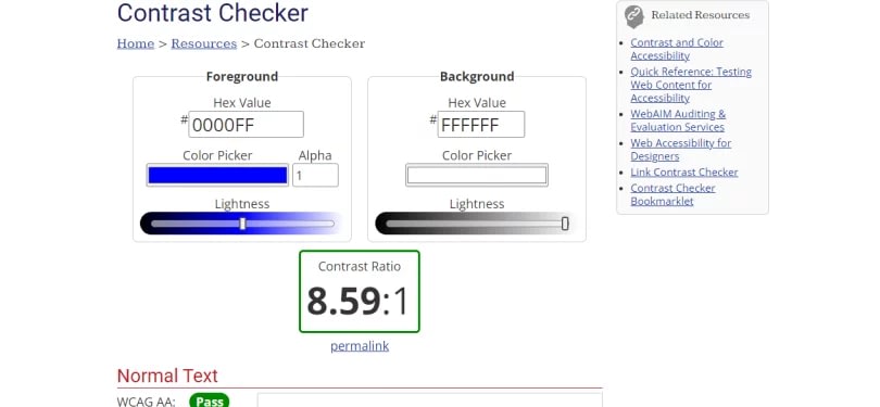 La importancia del color en la accesibilidad web 9 Contrast Checker Marcloic