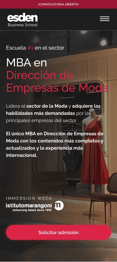 Casos de éxito diseño web 28 Vista del rediseño web final de Esden Business School por Marc Loic