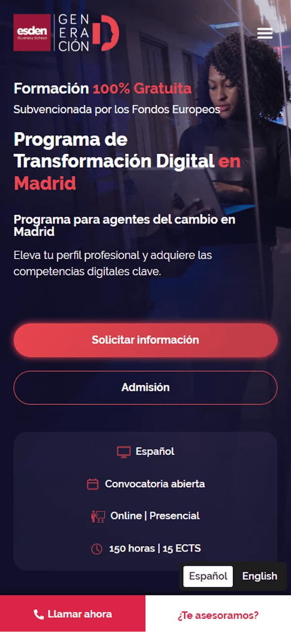 Casos de éxito diseño web 34 Rediseño web completo de Esden Business School por Marc Loic - transformación digital