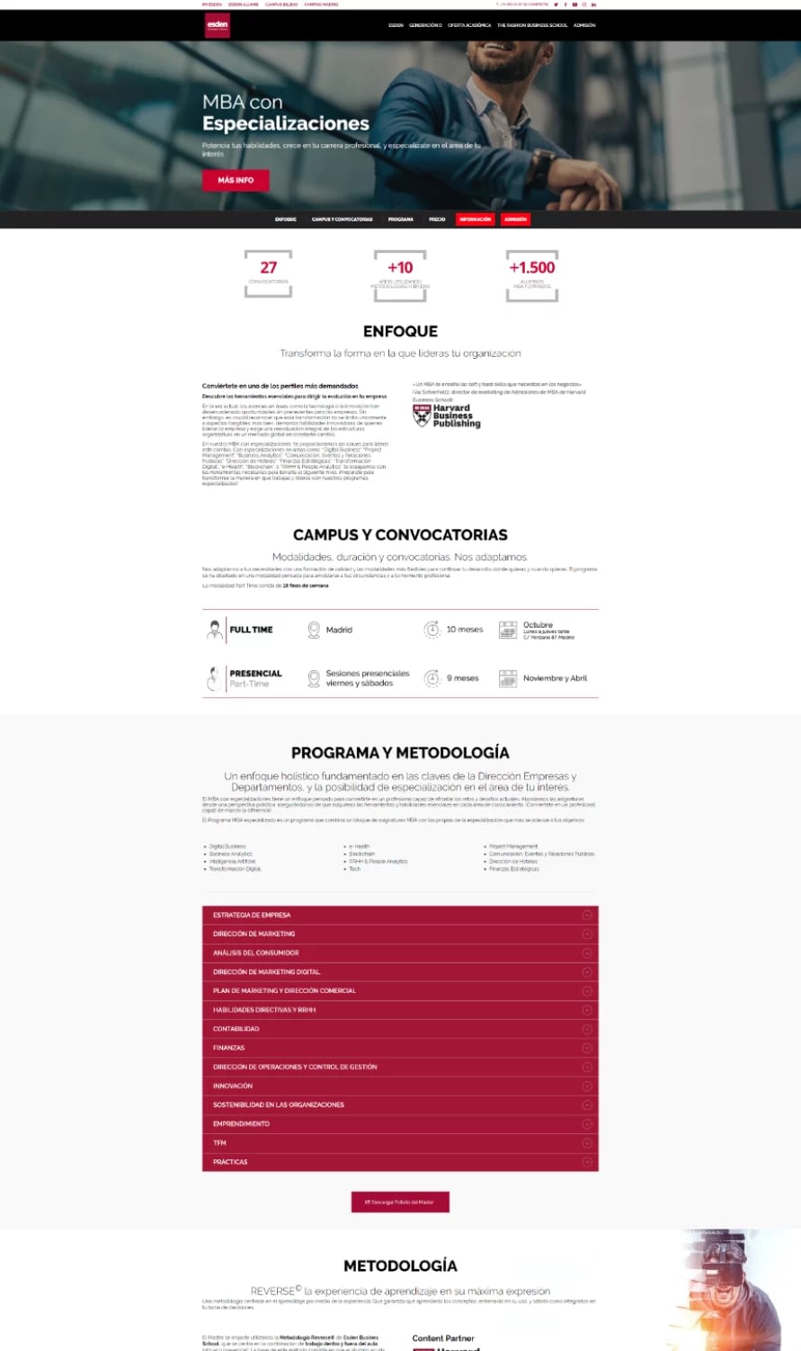 Diseño web profesional: Esden Business School 8 Diseño web profesional para Esden Business School