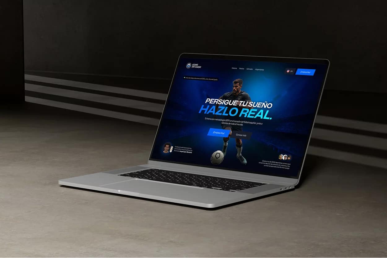 Diseño web profesional: Alicante Zenit Academy 1 Diseño web responsive para Alicante Zenit Academy - vista escritorio